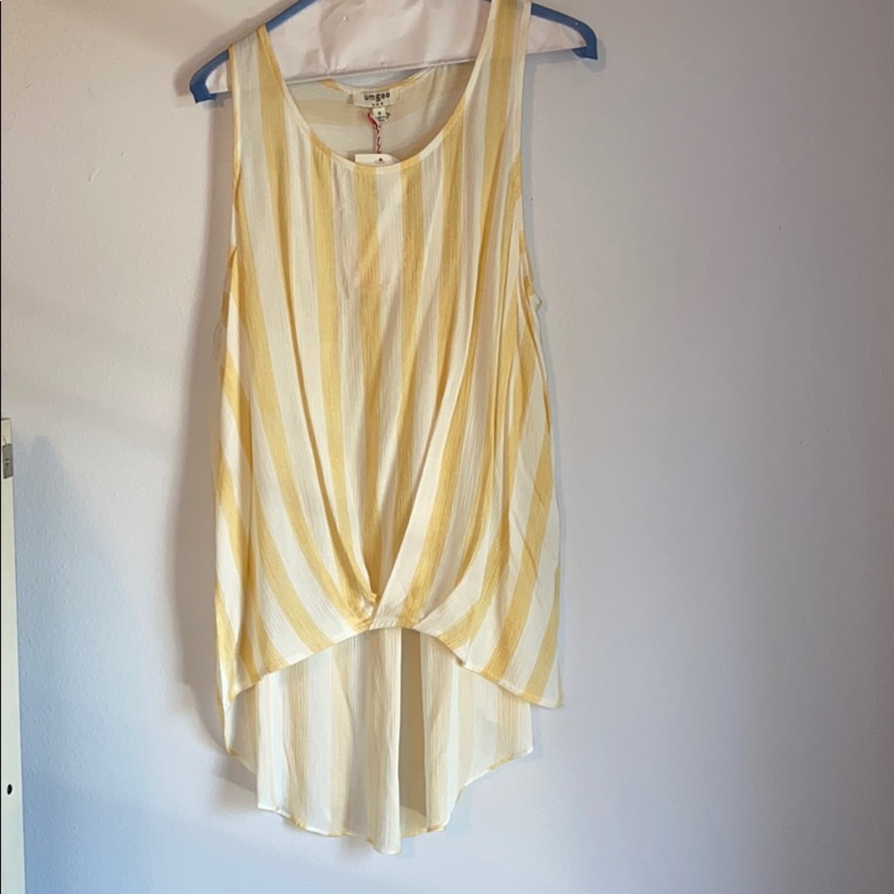 Umgee yellow and white stripe tank.